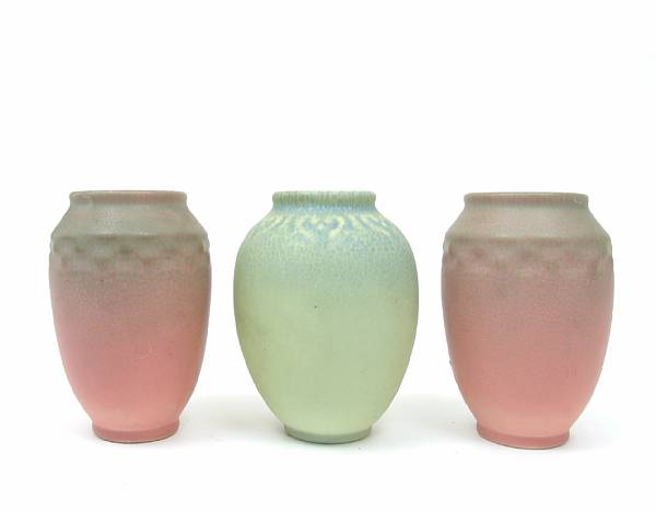 Appraisal: A group of three Rookwood pottery vases circa - comprising