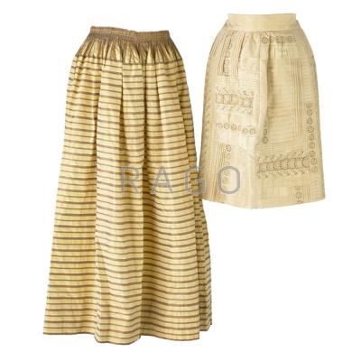 Appraisal: OSCAR DE LA RENTA GARMENTS Floor length skirt tan and