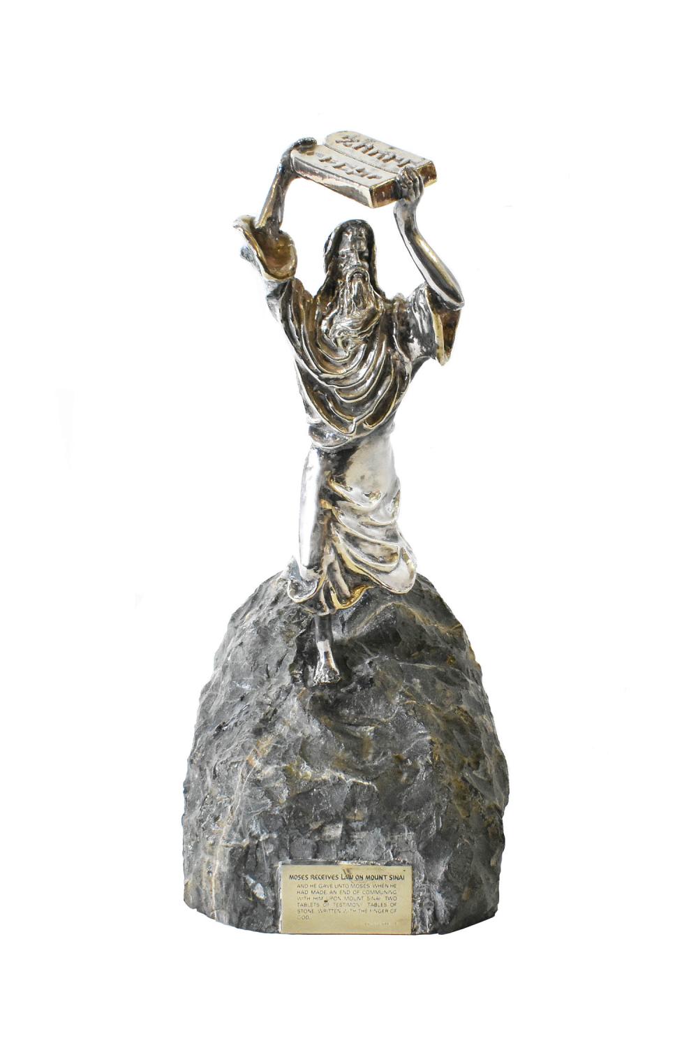 Appraisal: YAACOV HELLER SILVER CLAD FIGURE OF MOSESSigned hallmarked Moses atop