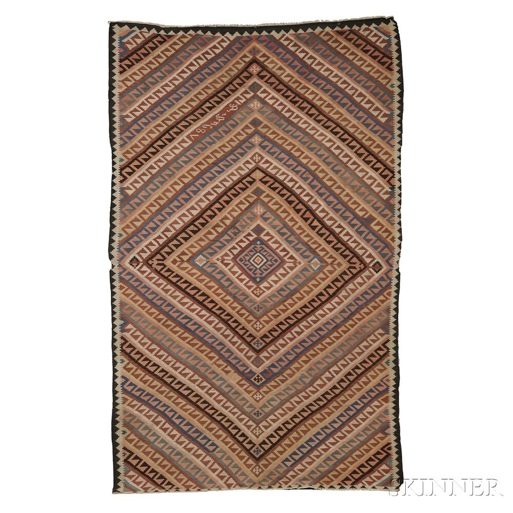 Appraisal: Armenian Kilim dated the overall hooked and graduating concentric diamond