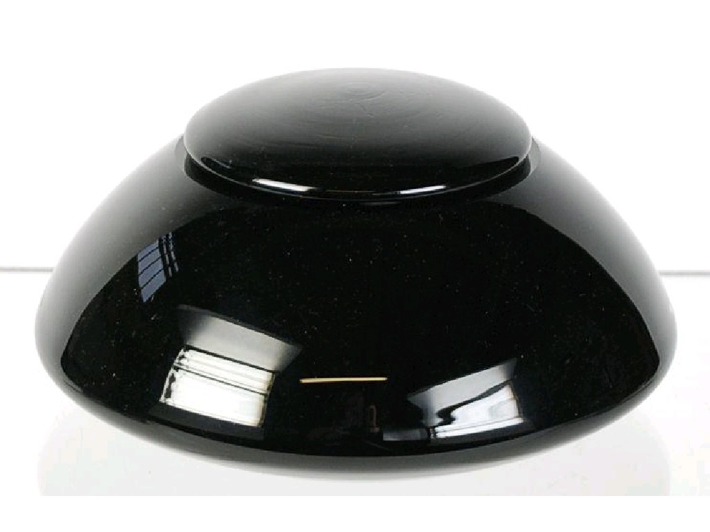 Appraisal: MODERN ROSENTHAL STUDIO LINE BLACK GLASS JAR AND COVER circular