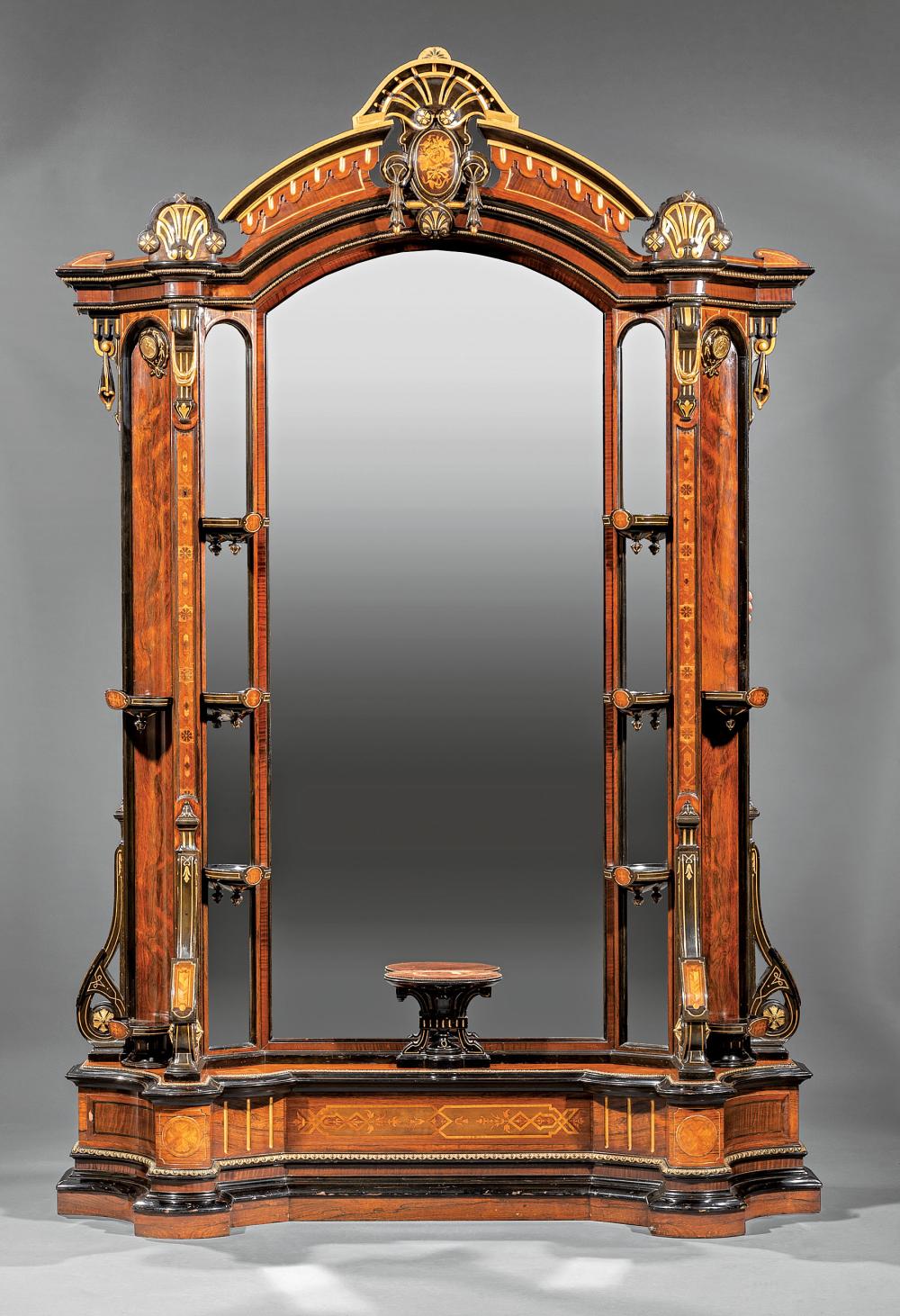 Appraisal: American Renaissance Inlaid Bronze-Mounted Gilt and Parcel Ebonized Rosewood Hall