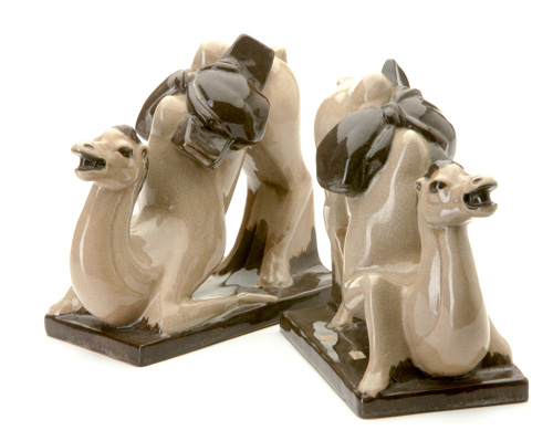 Appraisal: COWAN Pair of large camel figurine bookends by Alexander Blazys