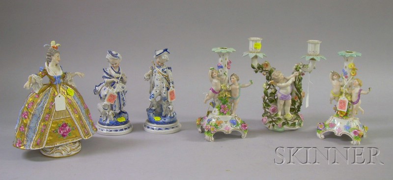 Appraisal: Six Continental Decorated Porcelain Figures and Figural Items a pair