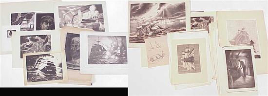 Appraisal: Charles Ernest Pont American - marine themed woodcuts wood engravings