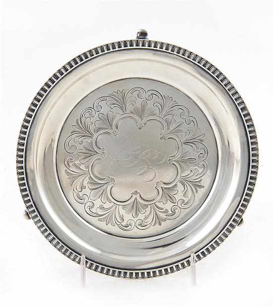 Appraisal: Charleston coin silver salver Hayden Whilden Charleston South Carolina working