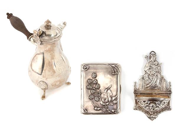 Appraisal: A group of Continental silver items Comprising Danish small tripod