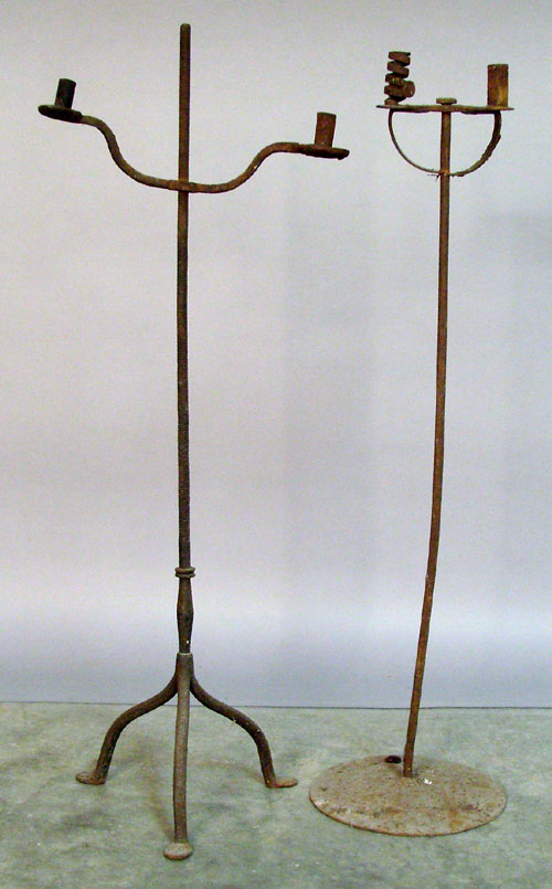 Appraisal: Two iron candlestands th c h h