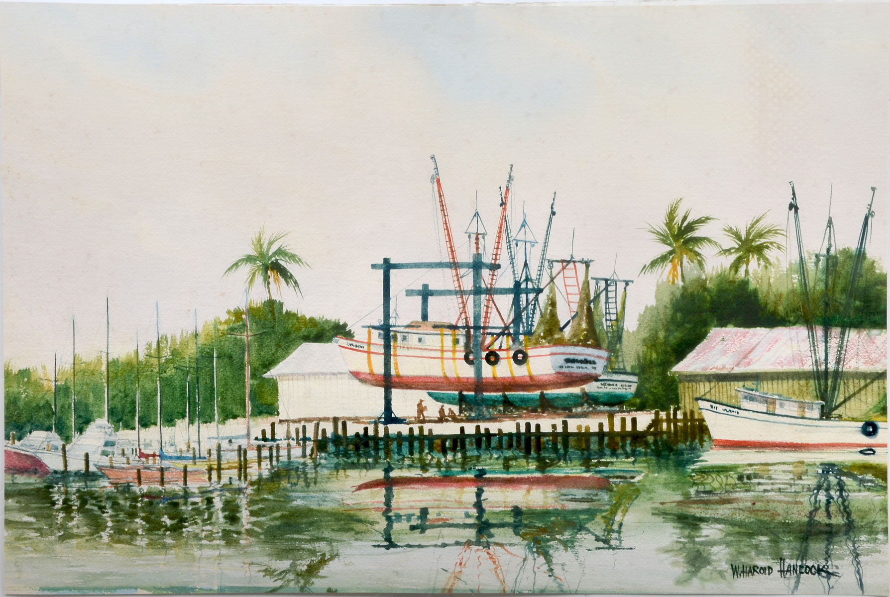 Appraisal: HANCOCK W Harold American - Florida Dockside Scene Ft Meyers