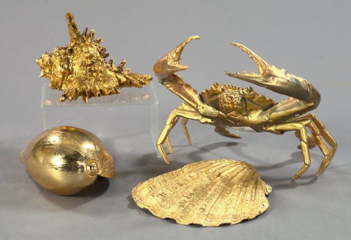 Appraisal: Suite of Four Gilt Sea Creatures including a large gilt-brass