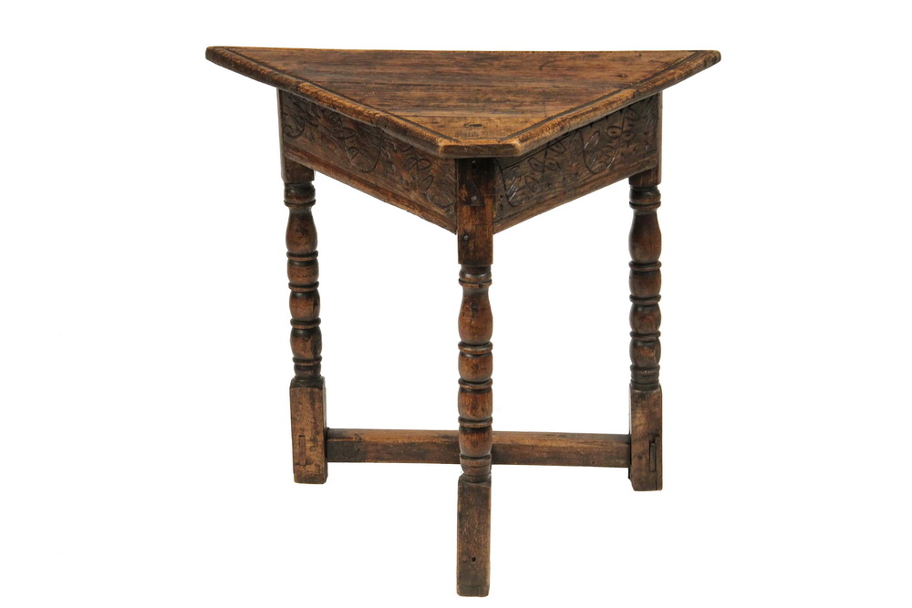 Appraisal: CRICKET TABLE - Typical English Three-Sided Cricket Table in oak