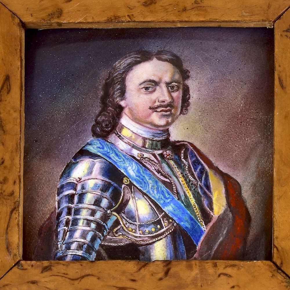 Appraisal: Russian Enamel Miniature Plaque of Peter The Great th Century