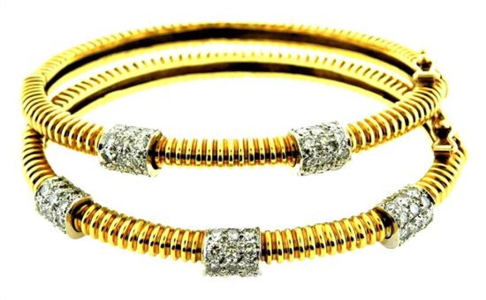 Appraisal: JEWELRY Matched Pair of K Gold and Diamond Bracelets two