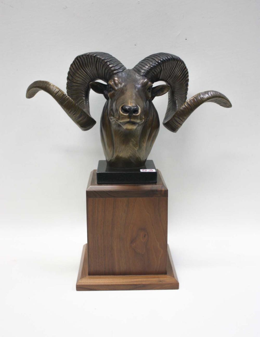 Appraisal: RIP CASWELL OREGON B BRONZE WILDLIFE BUST Big Horn Sheep