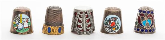 Appraisal: Sale Lot A Group of Enamel Decorated Thimbles comprising an