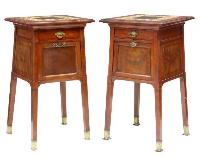 Appraisal: pair Italian Art Nouveau mahogany bedside cabinets early th c