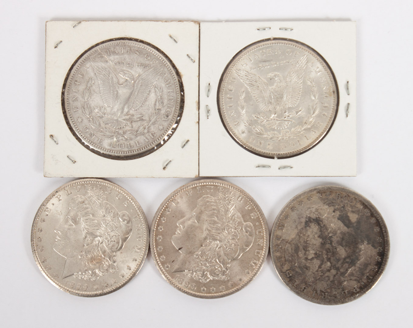 Appraisal: U S Silver Dollars Five Morgan type -O three MS-