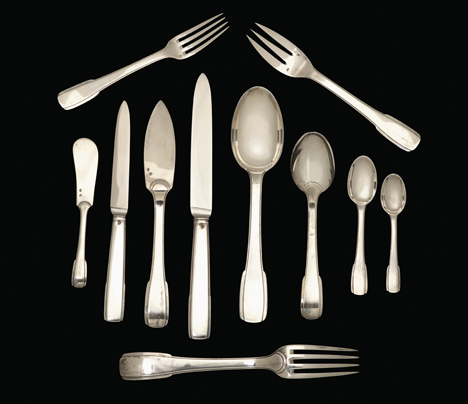 Appraisal: Puiforcat 'Menton' sterling silver flatware service th century Comprising dinner