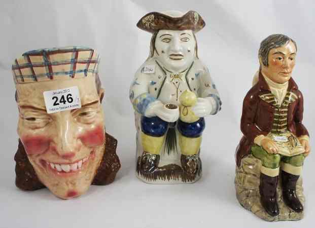 Appraisal: Sarreguemines large Character Jug Toby Wood Toby Jug Robert Burns