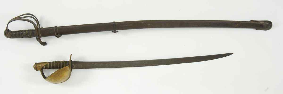 Appraisal: TWO SWORDS th CenturyOne boarding sword with brass handle stamped