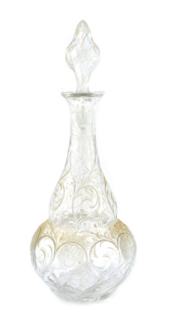 Appraisal: A 'rock crystal' glass decanter and stopper circa possibly by