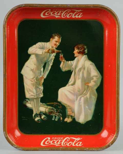 Appraisal: Tin Coca-Cola Serving Tray Description Great image of golfers All