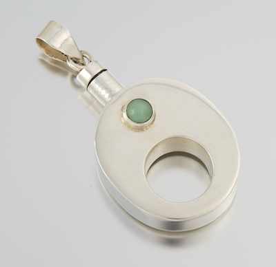 Appraisal: A Mexican Sterling Silver and Jade Perfume Bottle Pendant Sterling