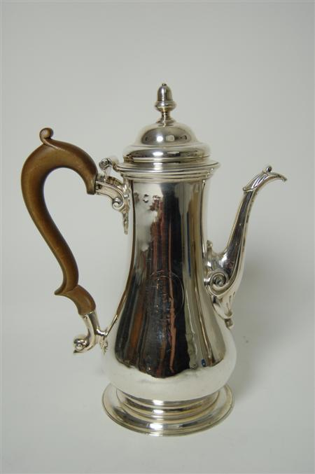 Appraisal: A George II coffee pot London circa marks rubbed of