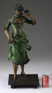 Appraisal: Bronze figure of masquerading lady h Rococo inspired patinated bronze