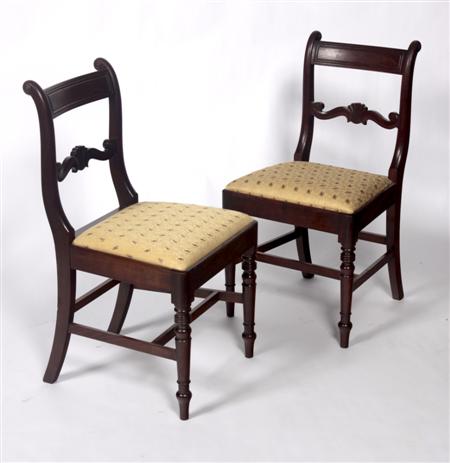 Appraisal: A set of five Regency style mahogany chairs each with