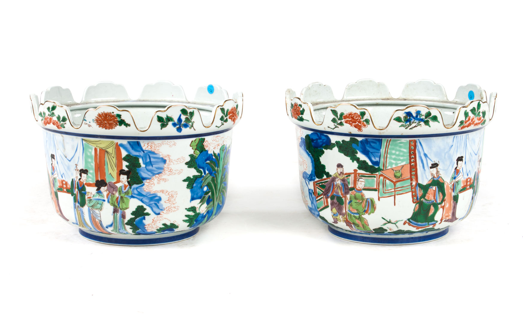 Appraisal: Pr of Mottahedeh porcelain export style monteiths in the Famille