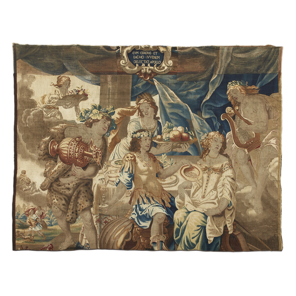 Appraisal: FLEMISH MYTHOLOGICAL TAPESTRY PANEL LATE TH CENTURY woven with Bacchus