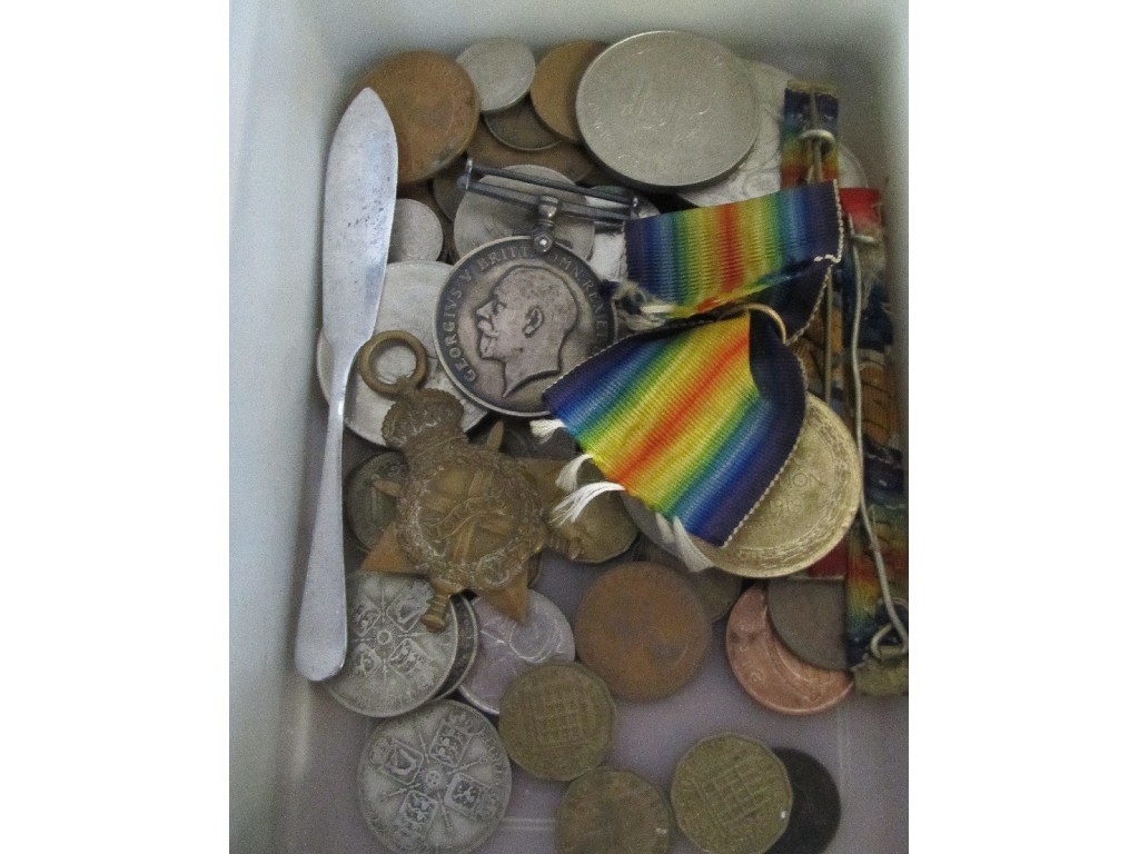 Appraisal: Box of coins war medal etc