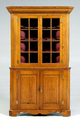 Appraisal: Southern Chippendale corner cupboard two-case construction with yellow pine throughout