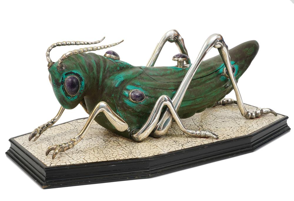 Appraisal: ANTHONY REDMILE 'SALTAMONTES' GRASSHOPPERAnthony Redmile of London silvered metal painted