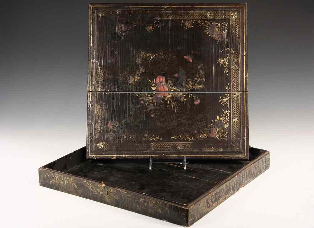 Appraisal: JAPANESE LACQUERED GAME BOX - Early th c Japanese Lacquered