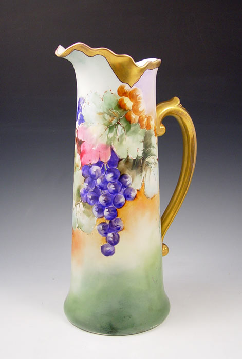 Appraisal: FRENCH LIMOGES HAND PAINTED TANKARD Ca - Jean Pouyat Grape