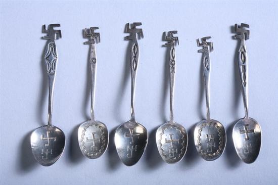 Appraisal: SIX RARE NAVAJO STERLING SILVER HAND-FORGED SPOONS Circa Demitasse size