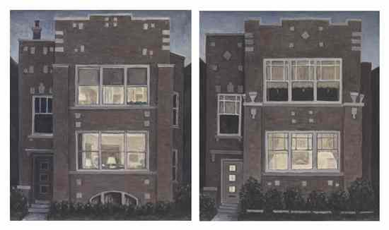 Appraisal: Susan Kraut American th century Houses a pair of works