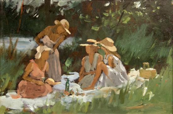 Appraisal: Roy Petley British b 'Les Desmoiselles Pique-Nique' oil on board