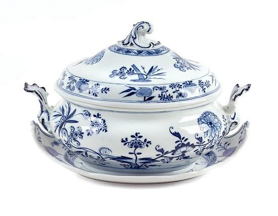 Appraisal: A Meissen Style Porcelain Tureen and Underplate Height x width