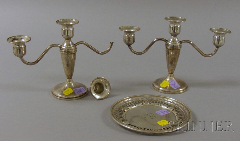 Appraisal: Three Sterling Silver Table Items a pair of Garden Silversmith