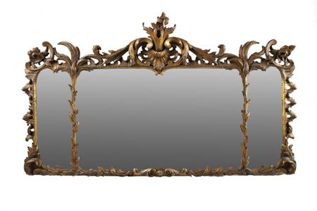 Appraisal: GEORGE III GILTWOOD MIRROR with central rectangular plate flanked by