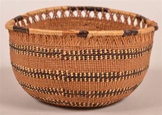 Appraisal: Antique Northern California Indian Trinket Basket Open Work Rim h