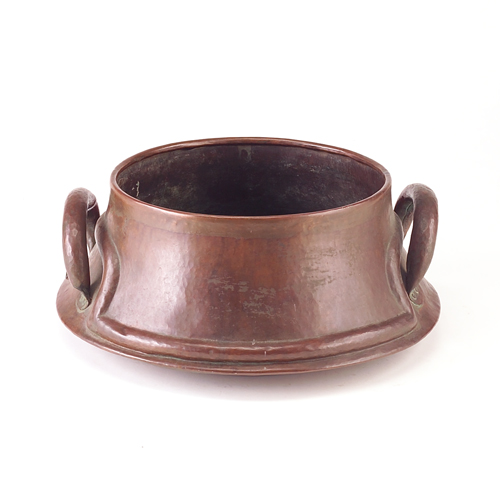 Appraisal: STICKLEY BROTHERS Hammered copper two-handled jardiniere embossed with a band