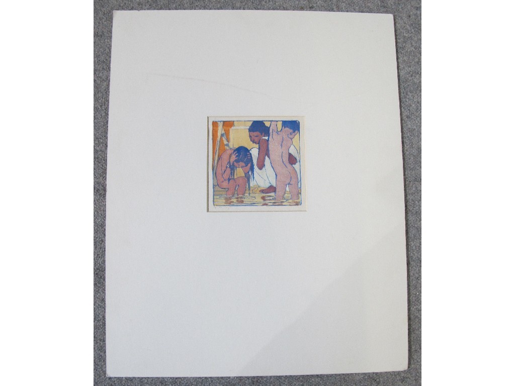 Appraisal: MABEL ALINGTON ROYDS - Woodblock prints 'Bathers Benares' signed in