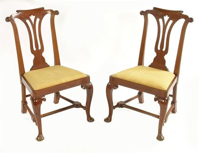 Appraisal: A pair of th century style walnut side chairs the