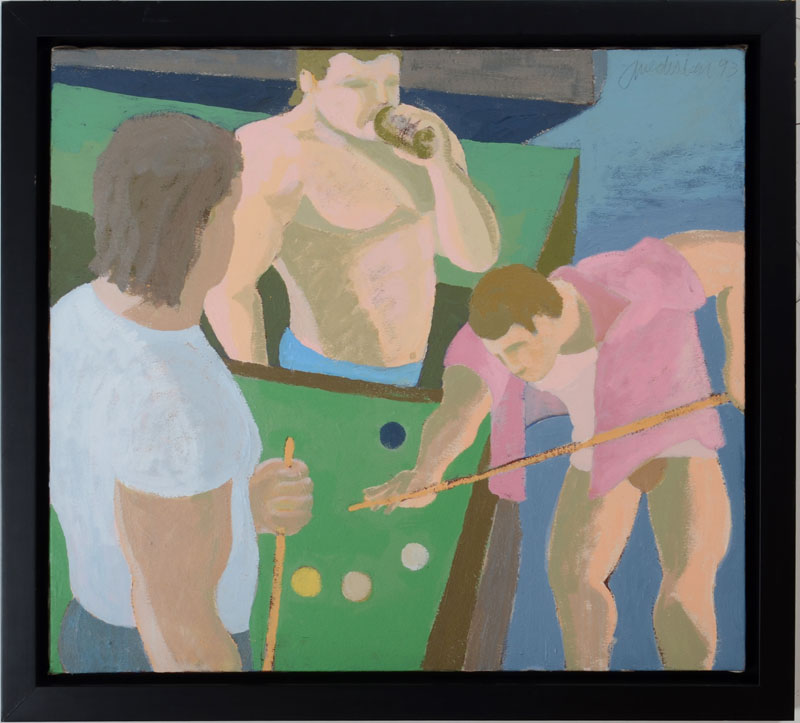 Appraisal: EDWARD AVEDISIAN - PLAYING POOL Oil on canvas signed 'Avedisian'