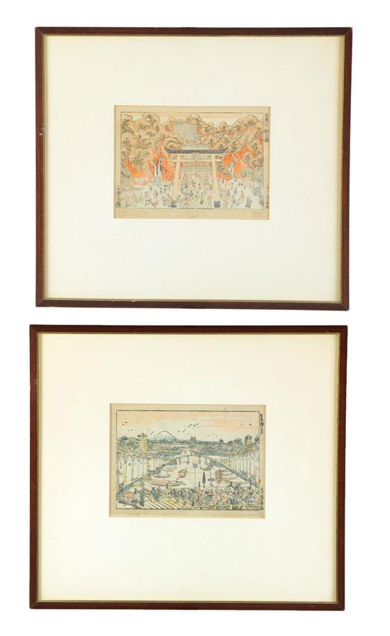 Appraisal: TWO WOODBLOCK PRINTS Japan th century or earlier Possibly by