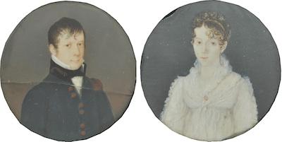 Appraisal: A Pair of Miniature Portraits th Century Most probably by